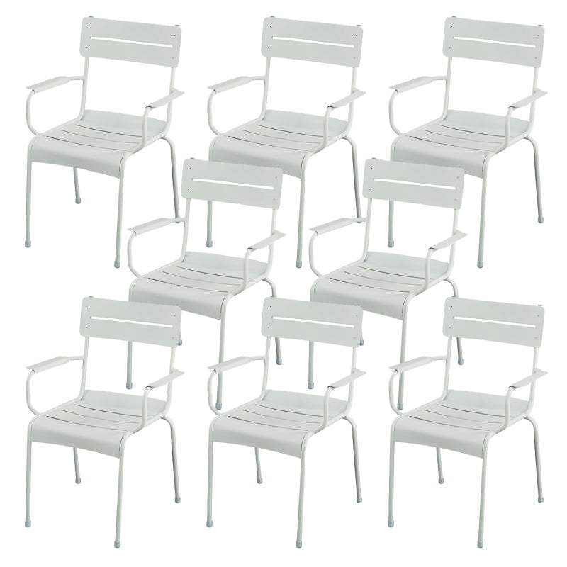 Modern Patio Dining Armchair Aluminum Open Back With Arm Outdoor Bistro Chairs