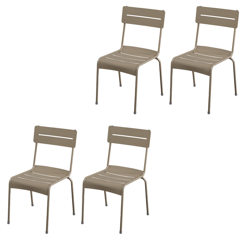 Modern Patio Dining Armchair Aluminum Open Back With Arm Outdoor Bistro Chairs