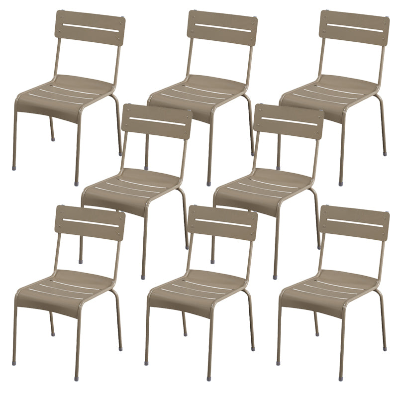 Modern Patio Dining Armchair Aluminum Open Back With Arm Outdoor Bistro Chairs