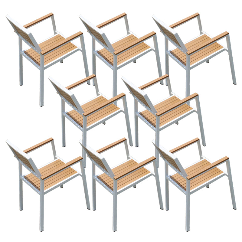 Contemporary Stacking Metal Dining Armchair with Arm Patio Dining Armchair
