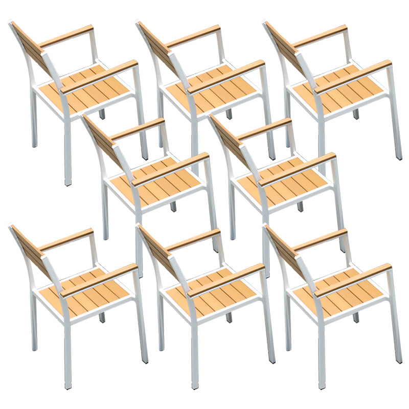 Contemporary Stacking Metal Dining Armchair with Arm Patio Dining Armchair