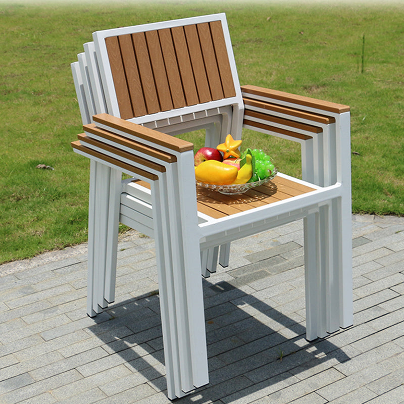 Contemporary Stacking Metal Dining Armchair with Arm Patio Dining Armchair