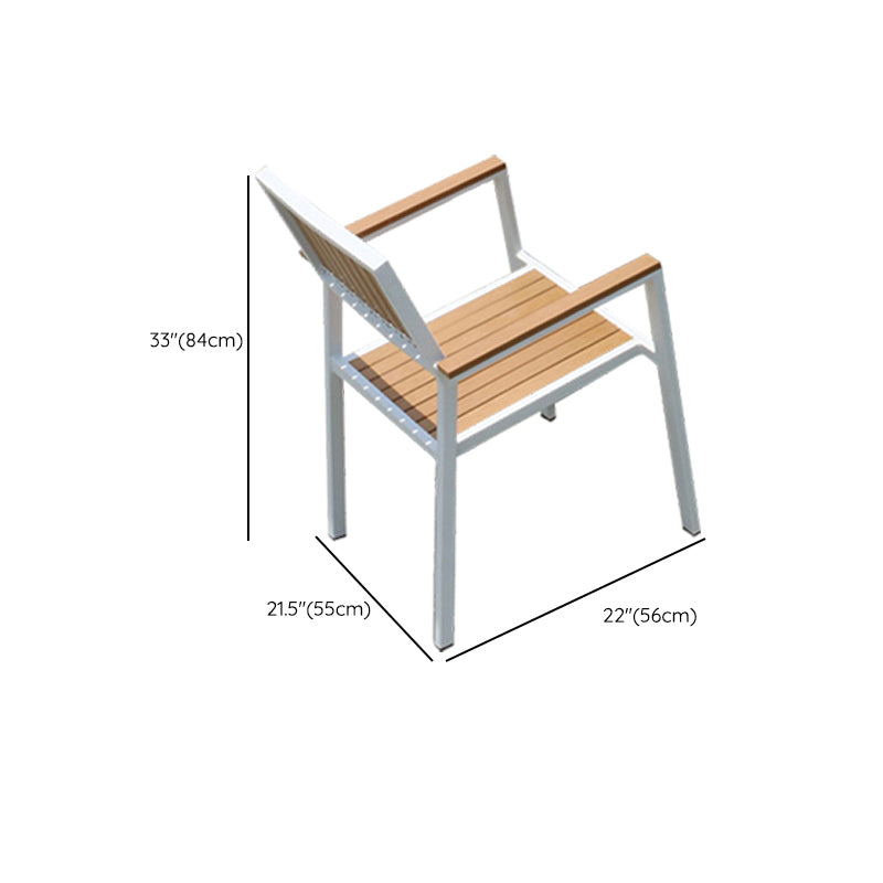 Contemporary Stacking Metal Dining Armchair with Arm Patio Dining Armchair
