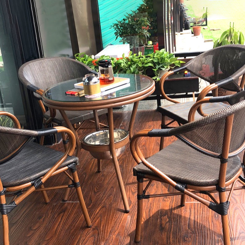 Tropical Rattan Dining Armchair with Arm Patio Dining Armchair