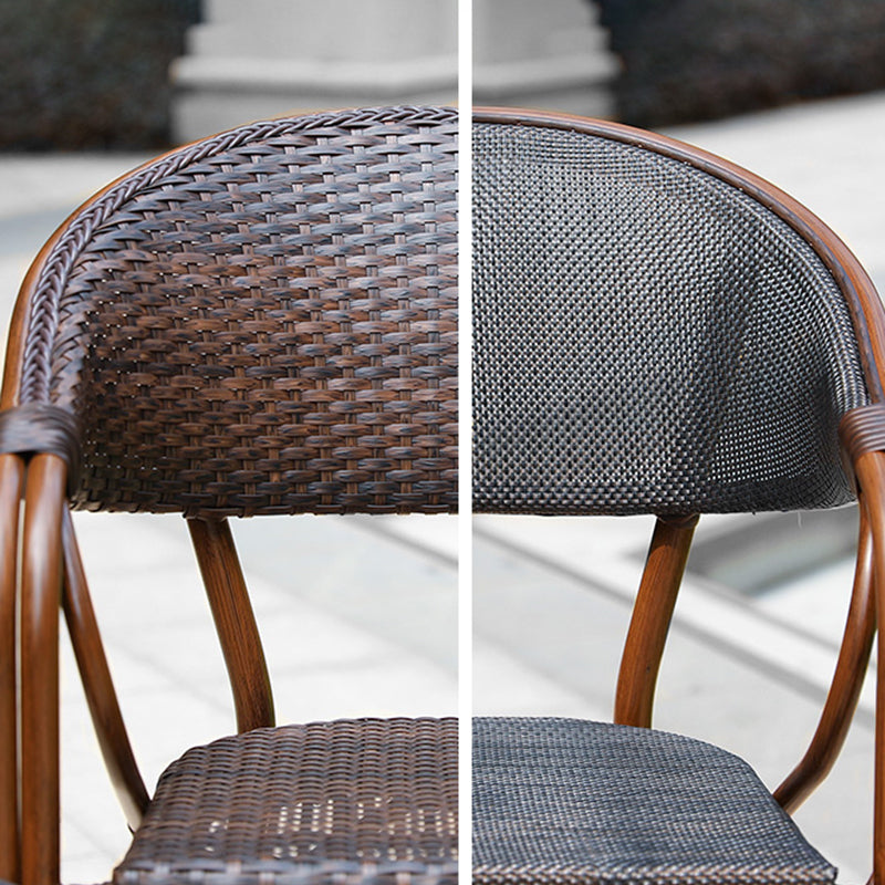 Tropical Rattan Dining Armchair with Arm Patio Dining Armchair