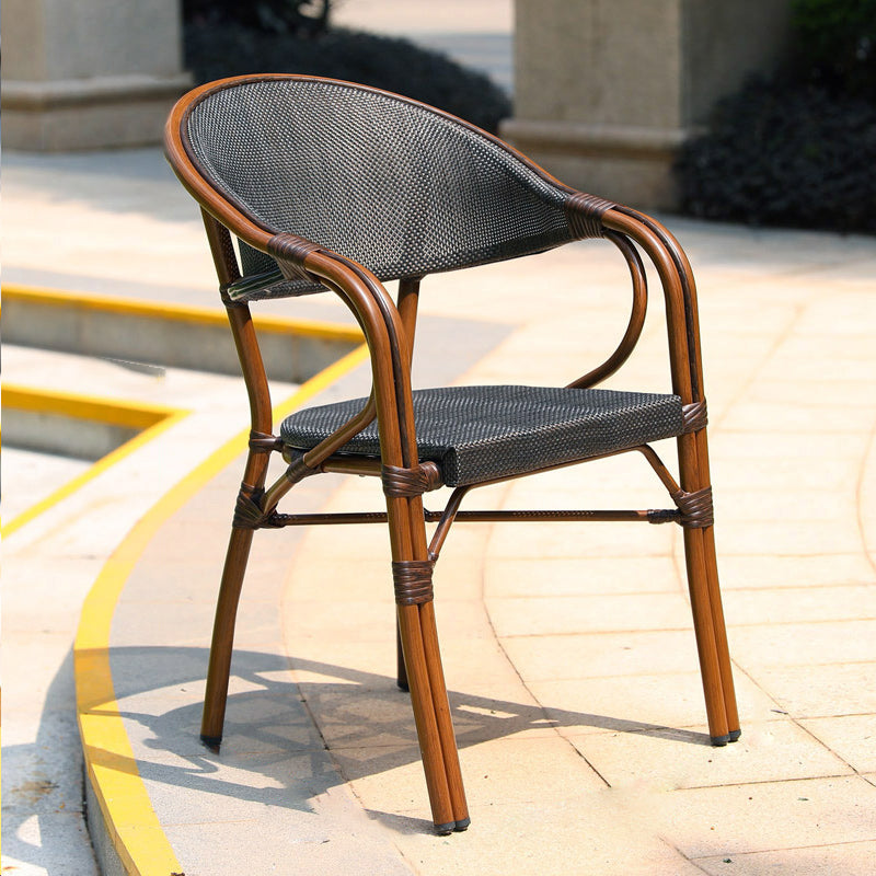 Tropical Rattan Dining Armchair with Arm Patio Dining Armchair