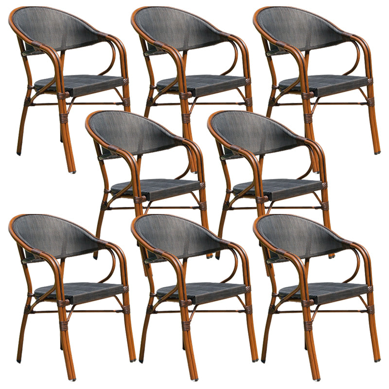 Tropical Rattan Dining Armchair with Arm Patio Dining Armchair