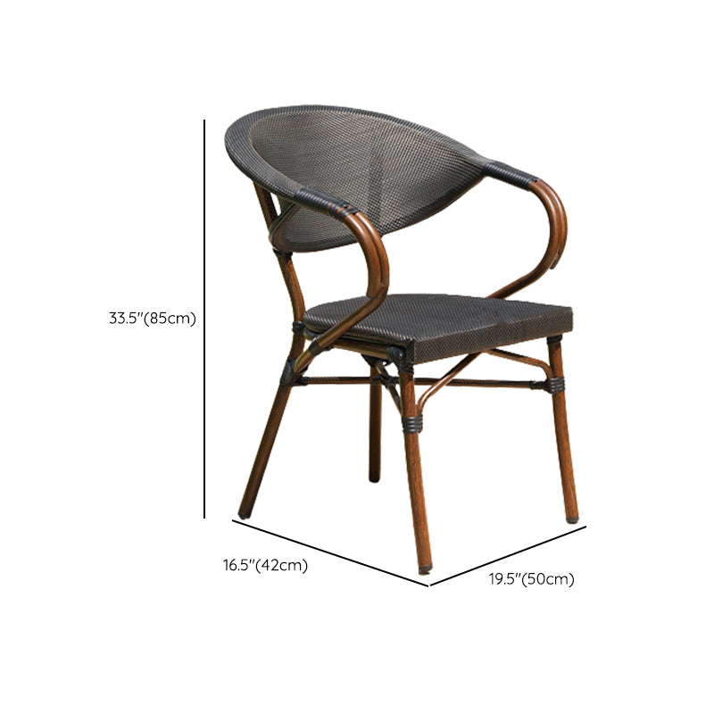 Tropical Rattan Dining Armchair with Arm Patio Dining Armchair