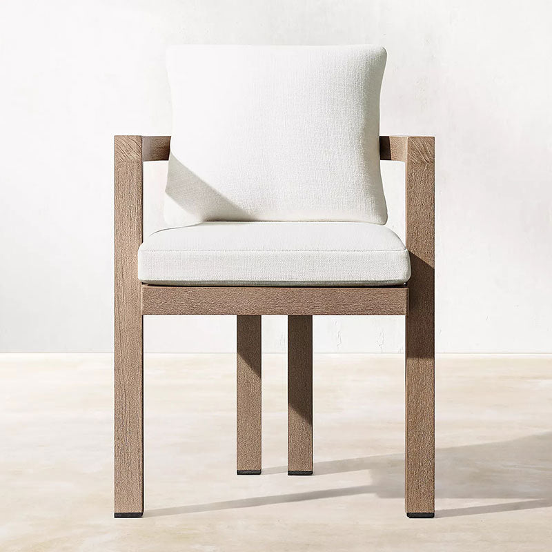 Modern Armed Chairs Solid Wood Natural Removable Cushion Dining Chairs
