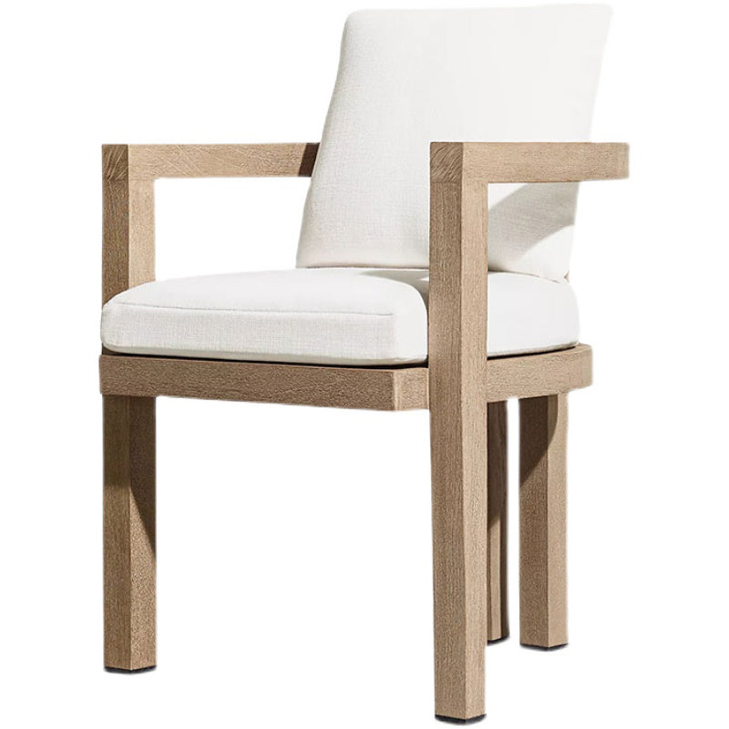 Modern Armed Chairs Solid Wood Natural Removable Cushion Dining Chairs