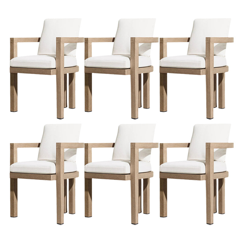 Modern Armed Chairs Solid Wood Natural Removable Cushion Dining Chairs