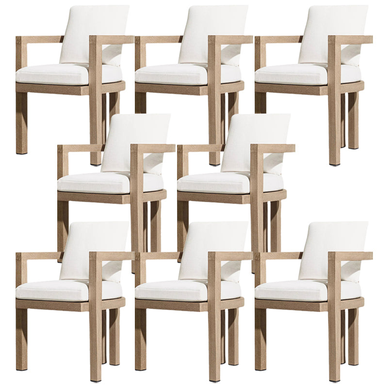 Modern Armed Chairs Solid Wood Natural Removable Cushion Dining Chairs