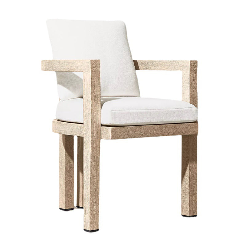 Modern Armed Chairs Solid Wood Natural Removable Cushion Dining Chairs