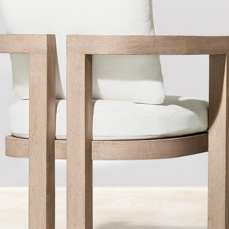 Modern Armed Chairs Solid Wood Natural Removable Cushion Dining Chairs