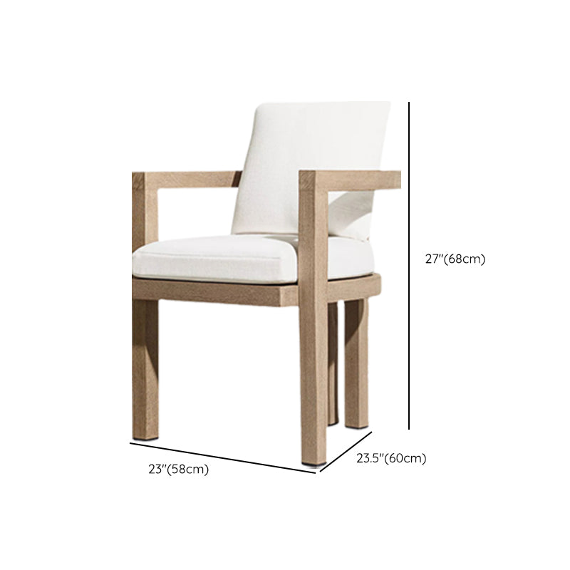 Modern Armed Chairs Solid Wood Natural Removable Cushion Dining Chairs