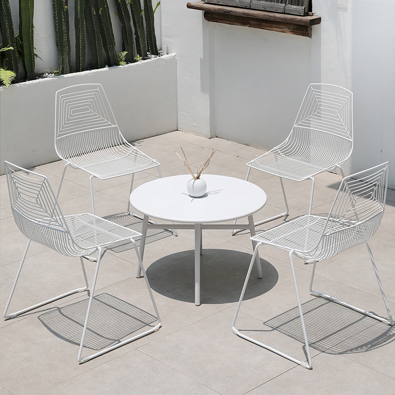 Contemporary Metal Dining Side Chair Open Back Stacking Outdoor Chair