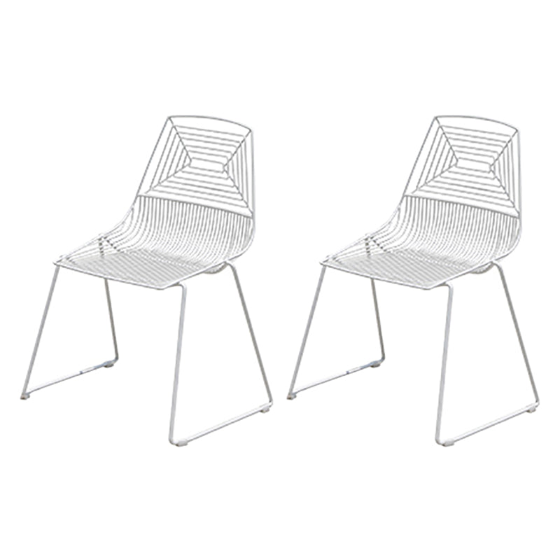 Contemporary Metal Dining Side Chair Open Back Stacking Outdoor Chair
