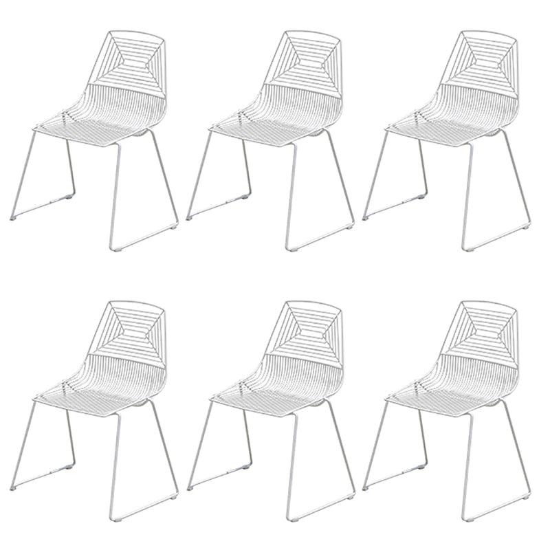 Contemporary Metal Dining Side Chair Open Back Stacking Outdoor Chair