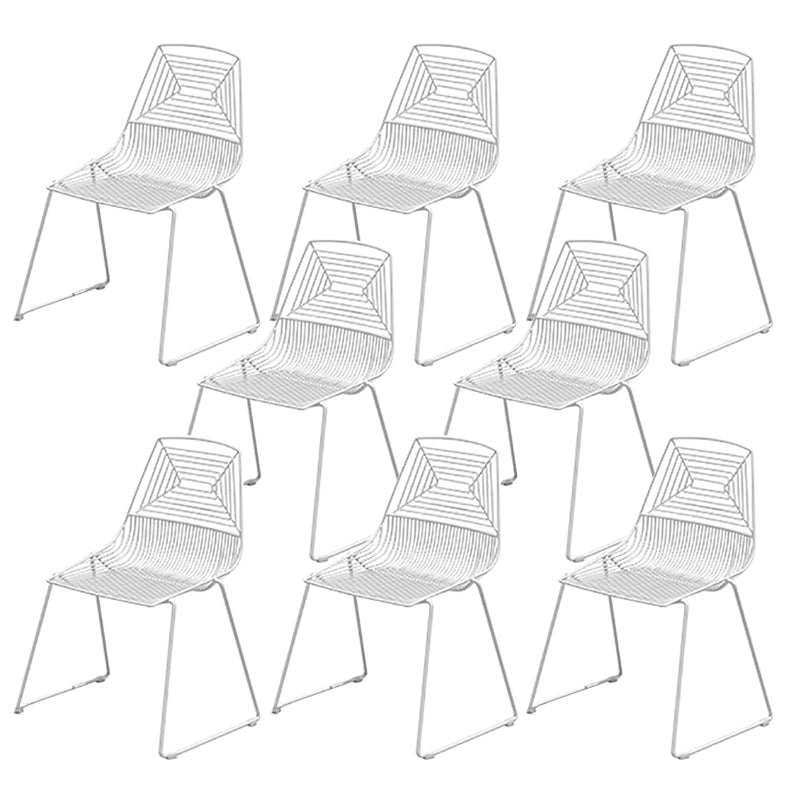 Contemporary Metal Dining Side Chair Open Back Stacking Outdoor Chair