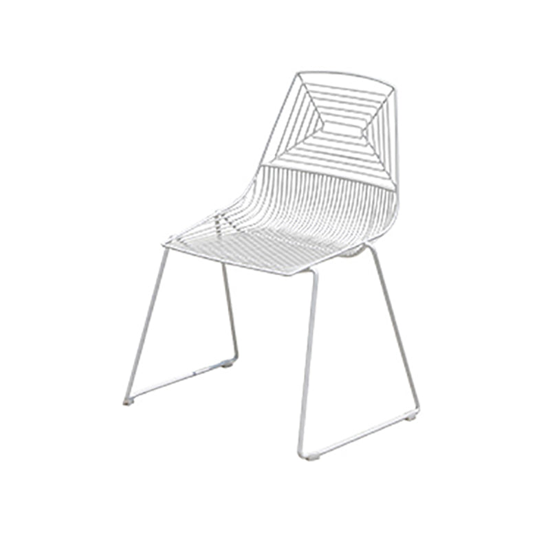 Contemporary Metal Dining Side Chair Open Back Stacking Outdoor Chair