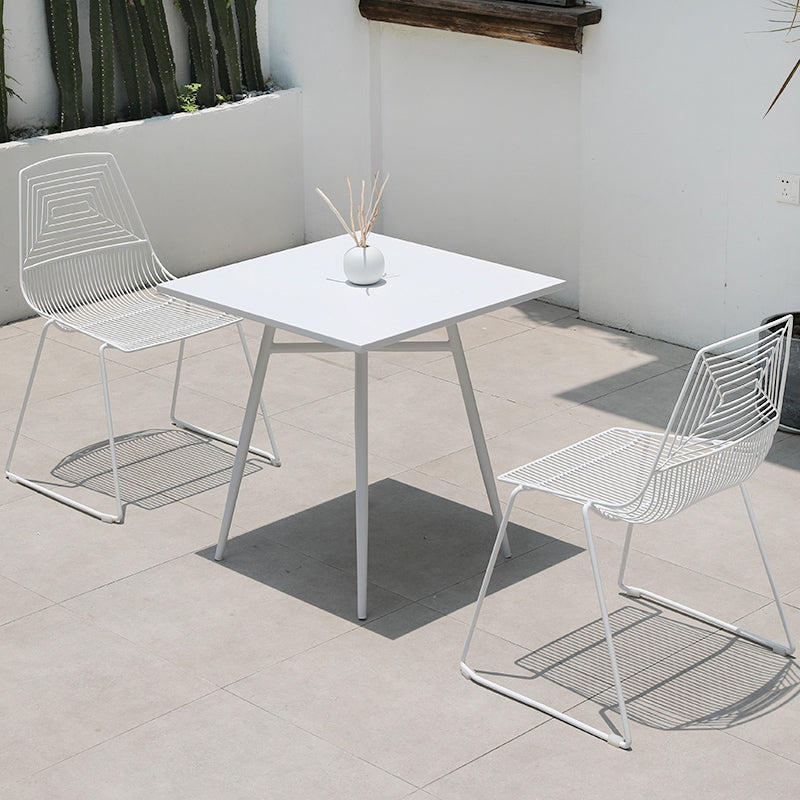 Contemporary Metal Dining Side Chair Open Back Stacking Outdoor Chair