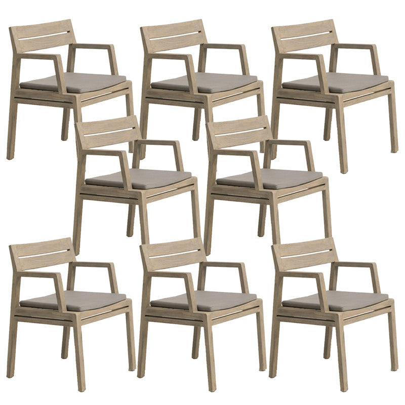 Modern Dining Chairs Teak With Arm Removable Cushion Outdoor Bistro Chairs