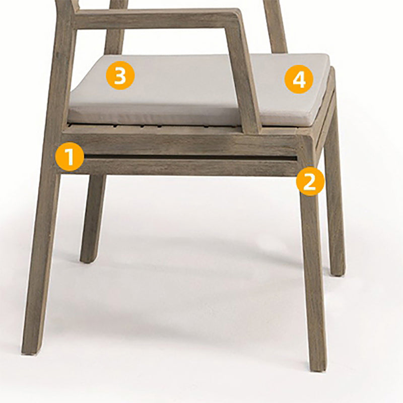 Modern Dining Chairs Teak With Arm Removable Cushion Outdoor Bistro Chairs