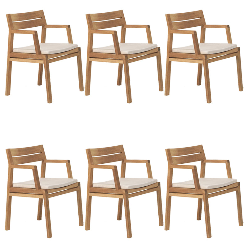 Modern Dining Chairs Teak With Arm Removable Cushion Outdoor Bistro Chairs