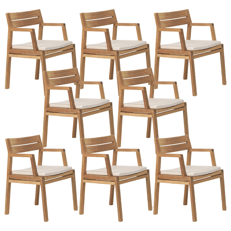 Modern Dining Chairs Teak With Arm Removable Cushion Outdoor Bistro Chairs