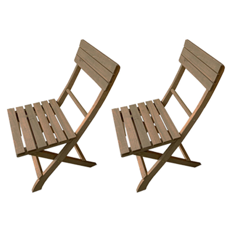 Wood Folding Outdoors Dining Chairs Armless Open Back Side Chair
