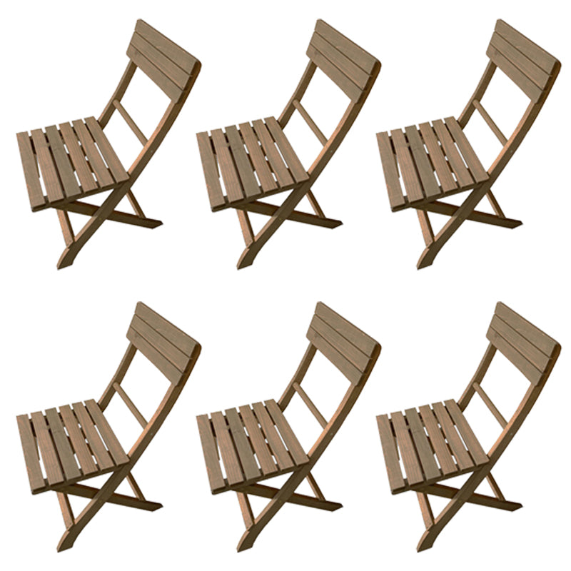 Wood Folding Outdoors Dining Chairs Armless Open Back Side Chair
