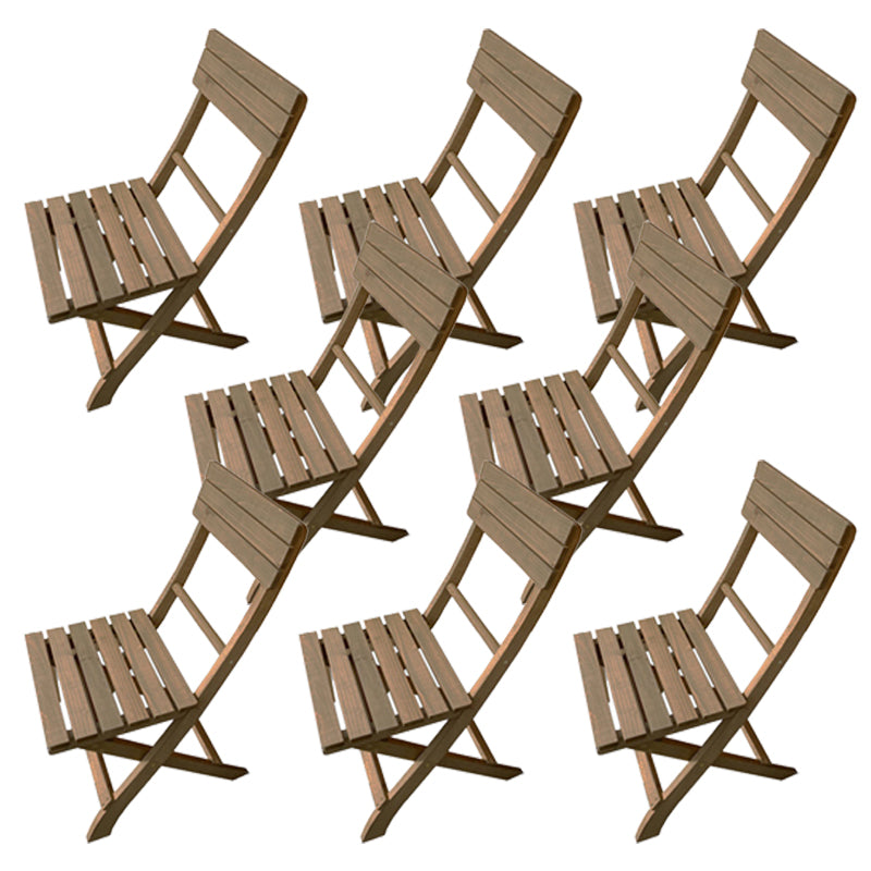 Wood Folding Outdoors Dining Chairs Armless Open Back Side Chair