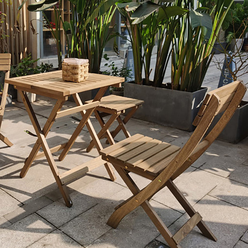 Wood Folding Outdoors Dining Chairs Armless Open Back Side Chair