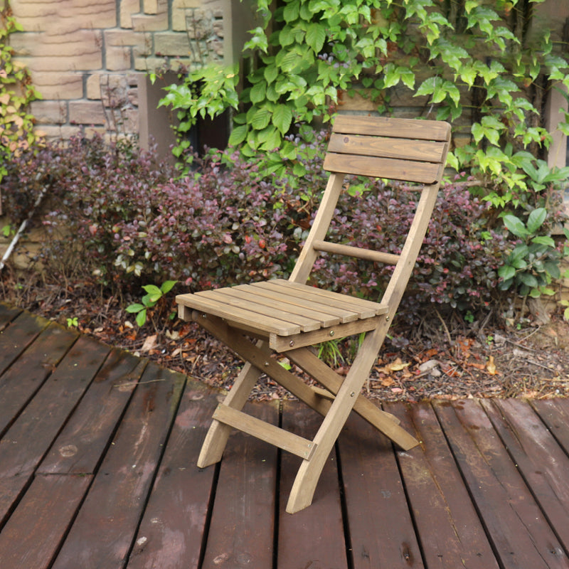 Wood Folding Outdoors Dining Chairs Armless Open Back Side Chair