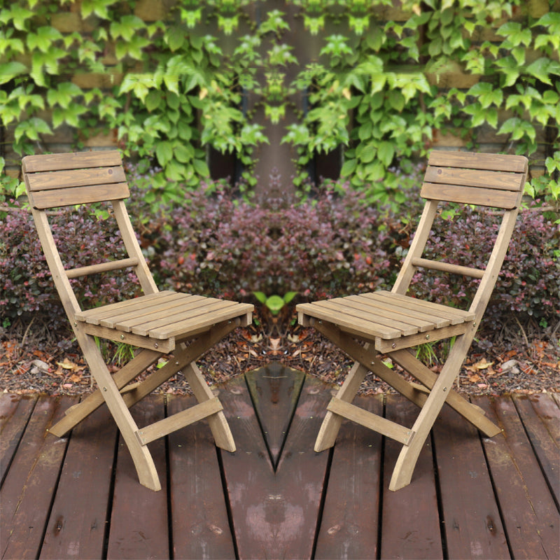 Wood Folding Outdoors Dining Chairs Armless Open Back Side Chair