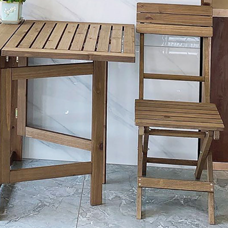 Wood Folding Outdoors Dining Chairs Armless Open Back Side Chair