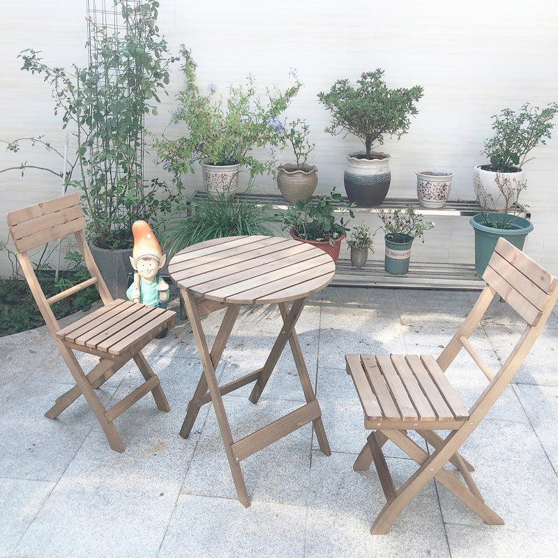 Wood Folding Outdoors Dining Chairs Armless Open Back Side Chair