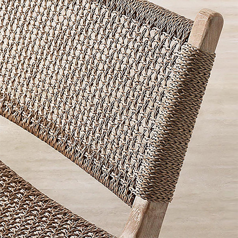 Modern Brown Teak Upholstered Removable Cushion Outdoor Bistro Chairs