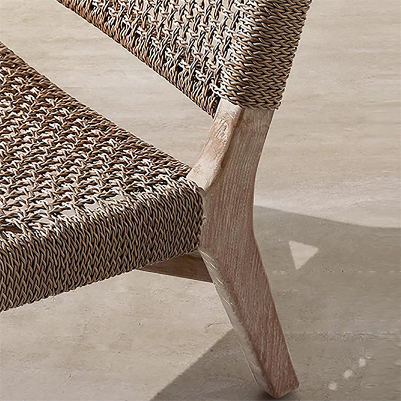 Modern Brown Teak Upholstered Removable Cushion Outdoor Bistro Chairs