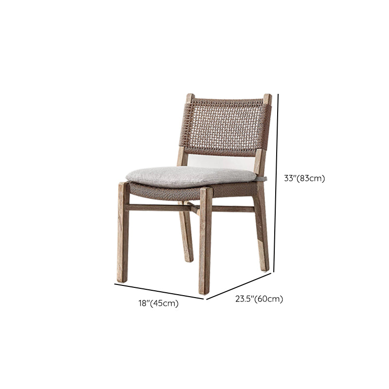 Modern Brown Teak Upholstered Removable Cushion Outdoor Bistro Chairs