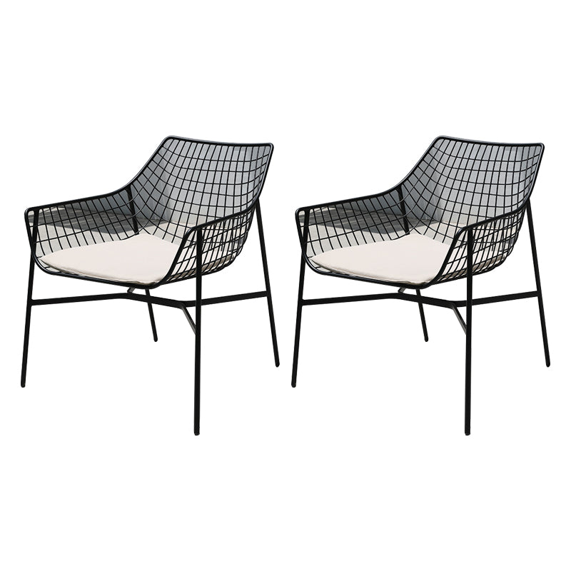 Industrial Dining Chairs Iron With Arm Open Back Outdoor Bistro Chairs