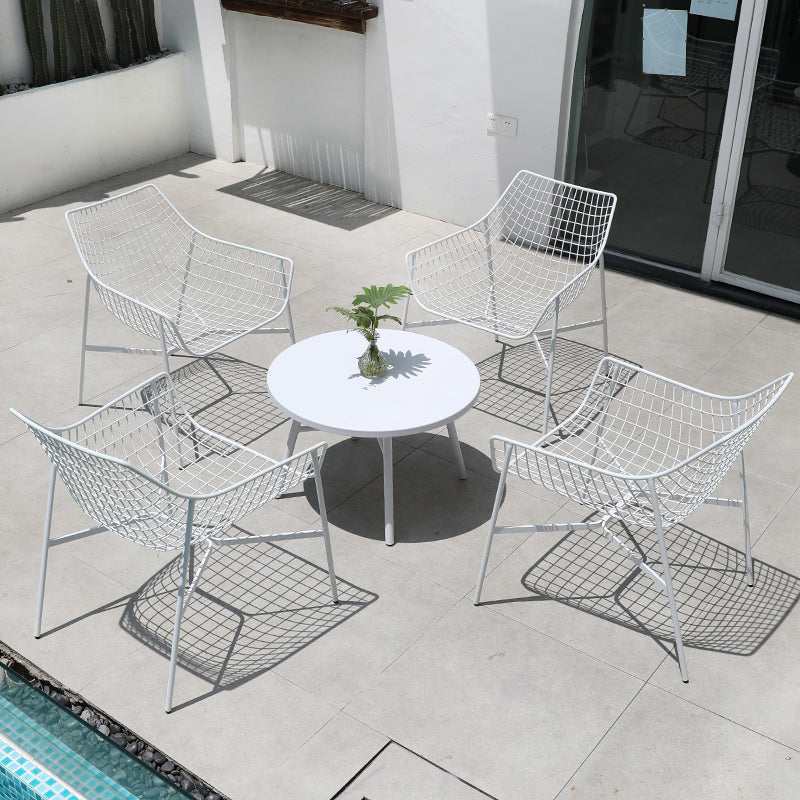 Industrial Dining Chairs Iron With Arm Open Back Outdoor Bistro Chairs