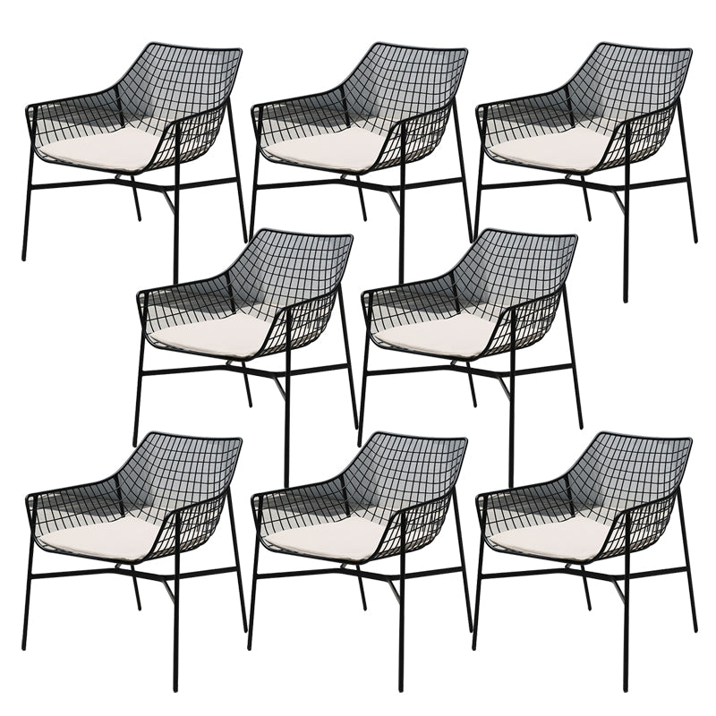Industrial Dining Chairs Iron With Arm Open Back Outdoor Bistro Chairs