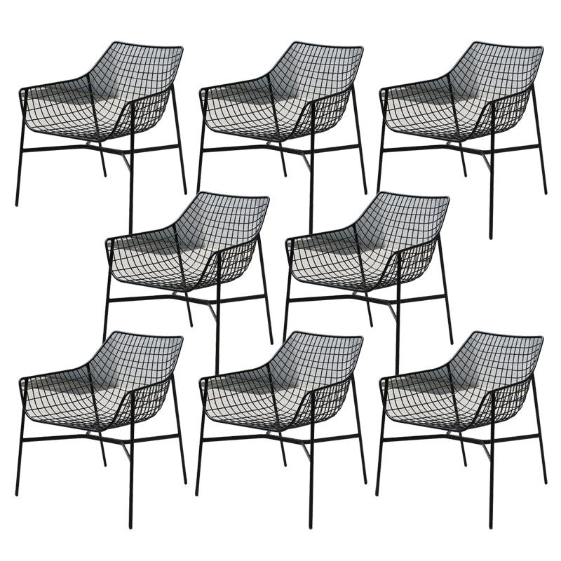 Industrial Dining Chairs Iron With Arm Open Back Outdoor Bistro Chairs