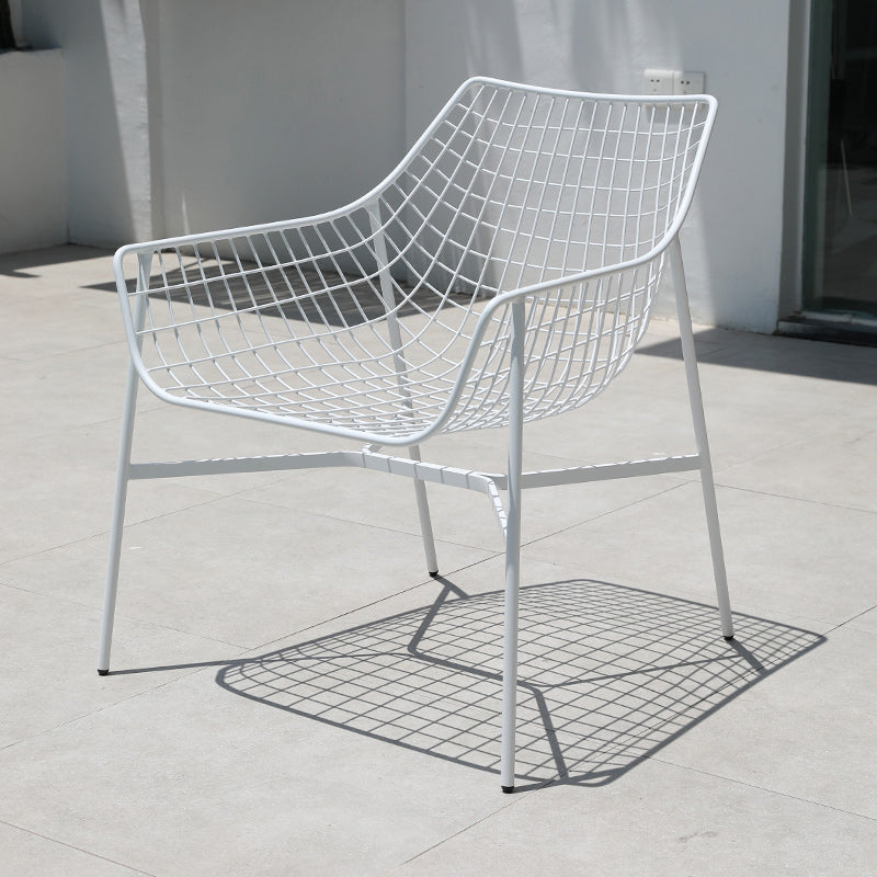 Industrial Dining Chairs Iron With Arm Open Back Outdoor Bistro Chairs