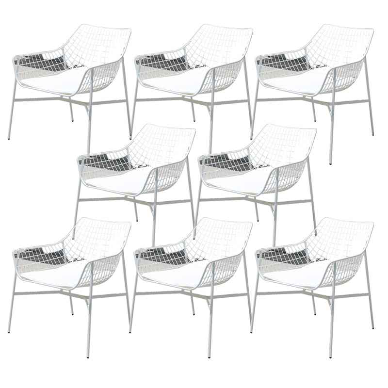 Industrial Dining Chairs Iron With Arm Open Back Outdoor Bistro Chairs