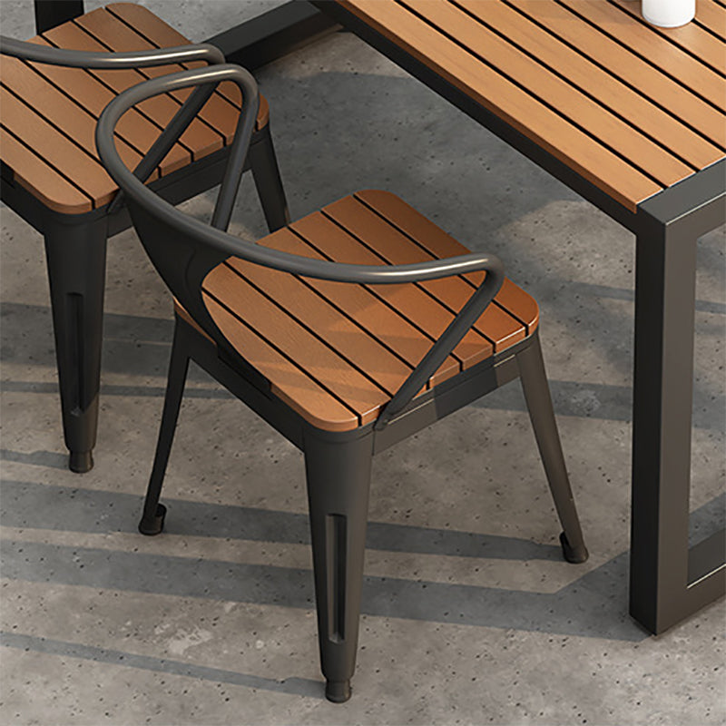 Industrial Arm Chair Iron Black Open Back With Arm Dining Armchair