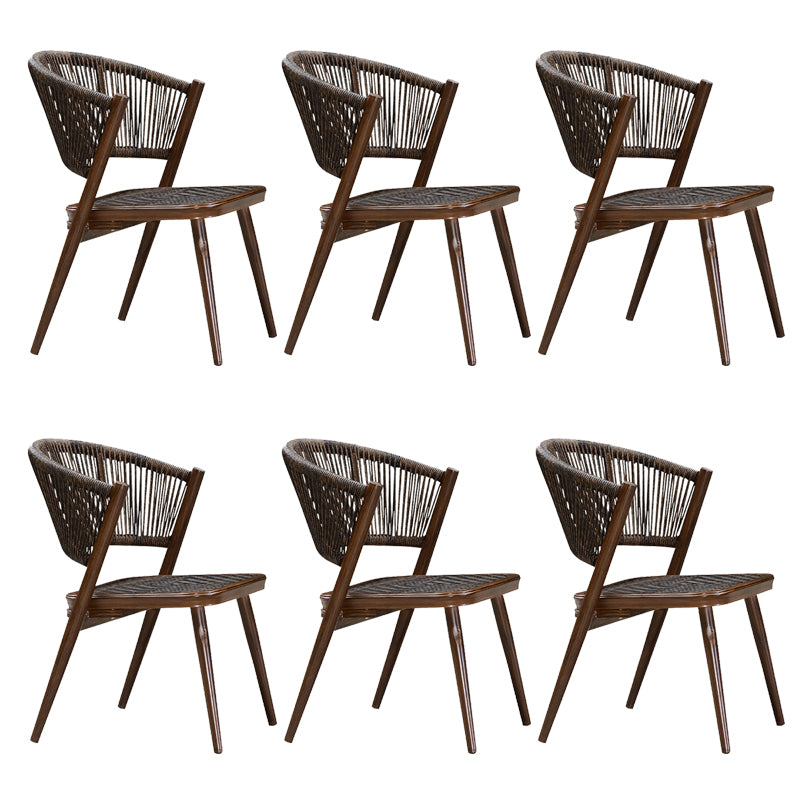 Tropical Rattan Patio Arm Chair with Arm Brown Dining Armchair