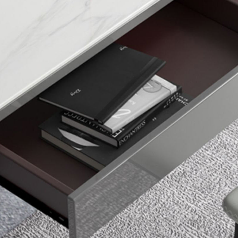 2 Drawers Writing Desk Rectangular Shaped Office Desk in Grey