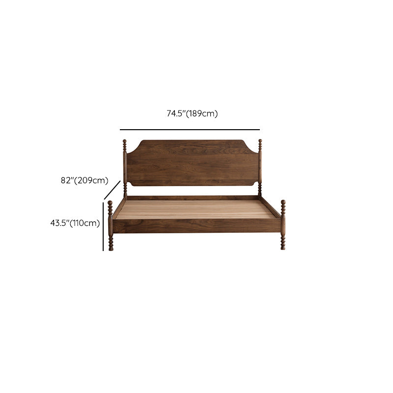 Solid Wood Headboard Poster Bed Walnut Bed Frame with Custom Legs